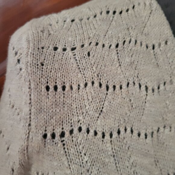 LOFT Beige Open Front Knit Cardigan Size M Wool Blend - Picture 2 of 5